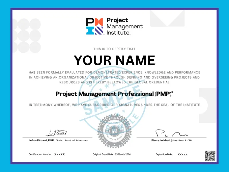 Sample PMP Certificate