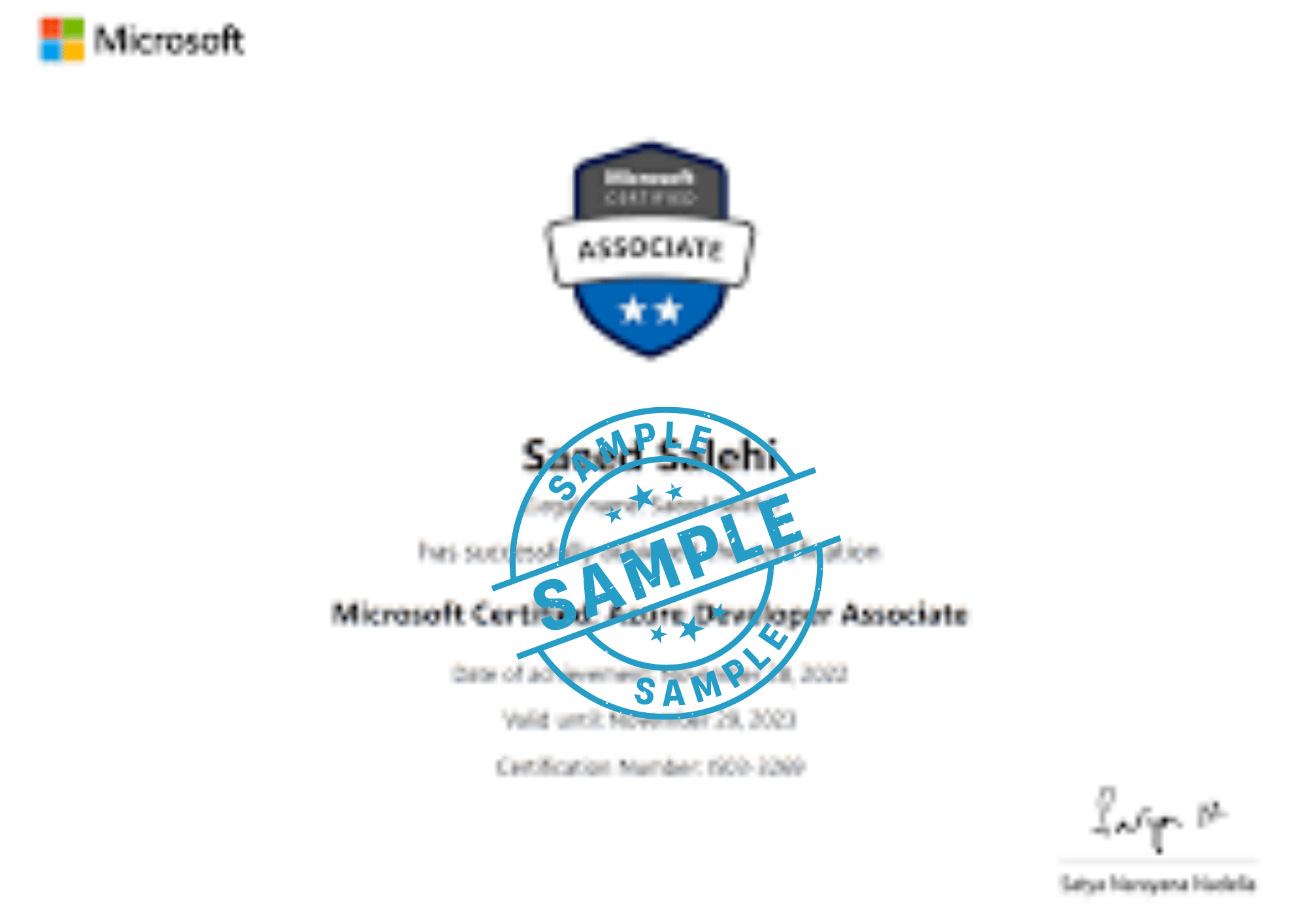 Sample AZ-204: Developing Solutions for Microsoft Azure Certificate