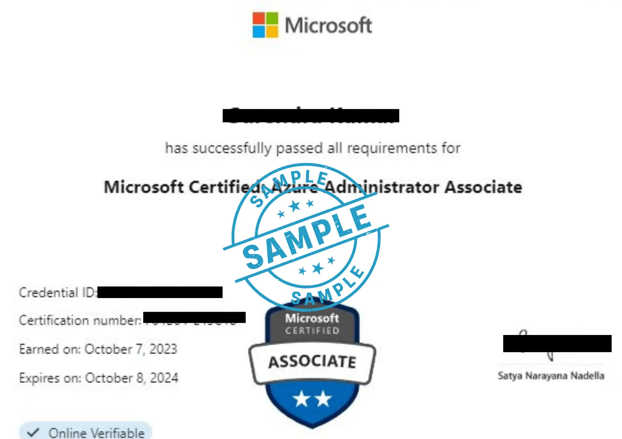 Sample AZ-104: Microsoft Azure Administrator Certificate