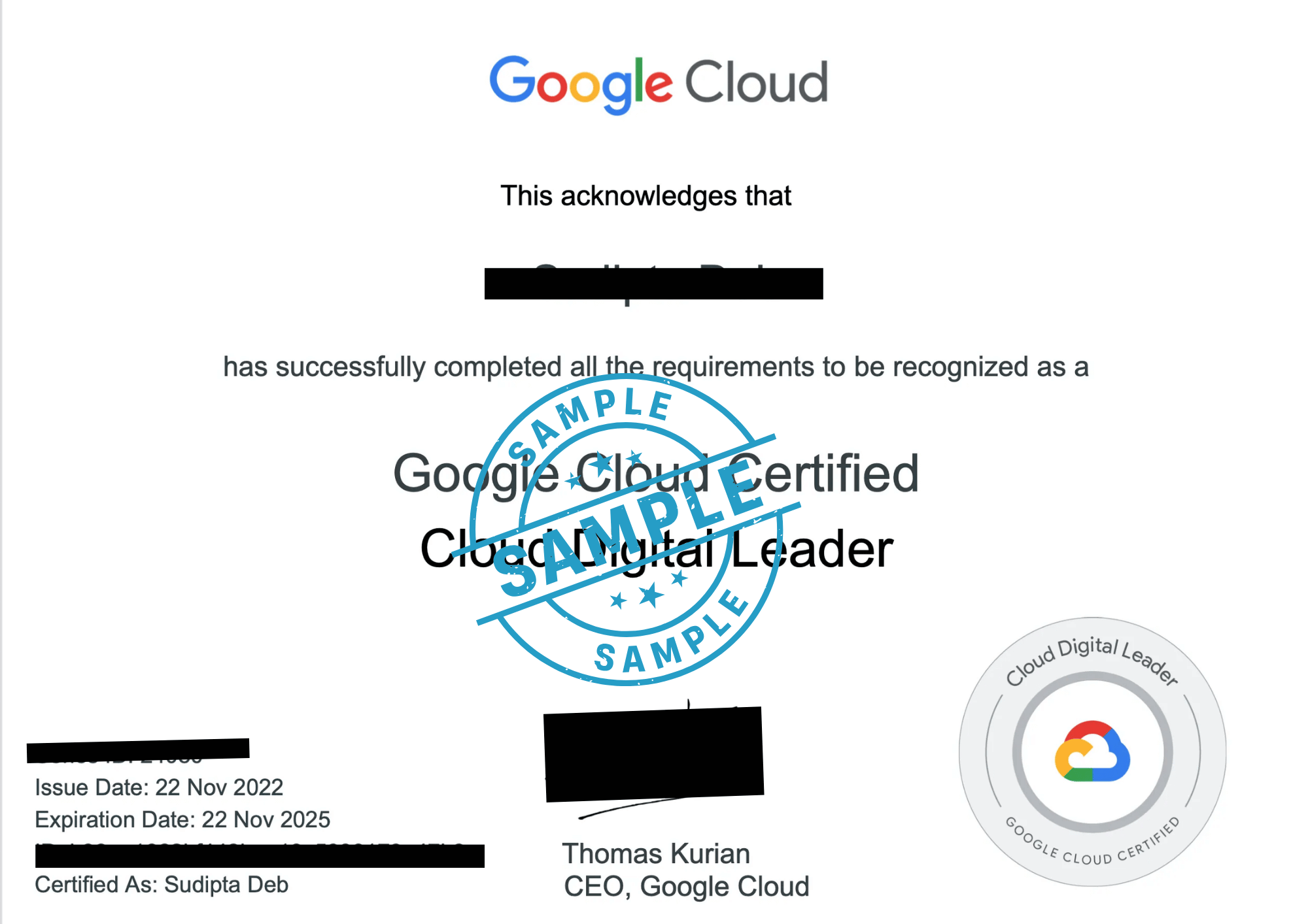 Sample GCP-FC: Cloud Digital Leader Certificate