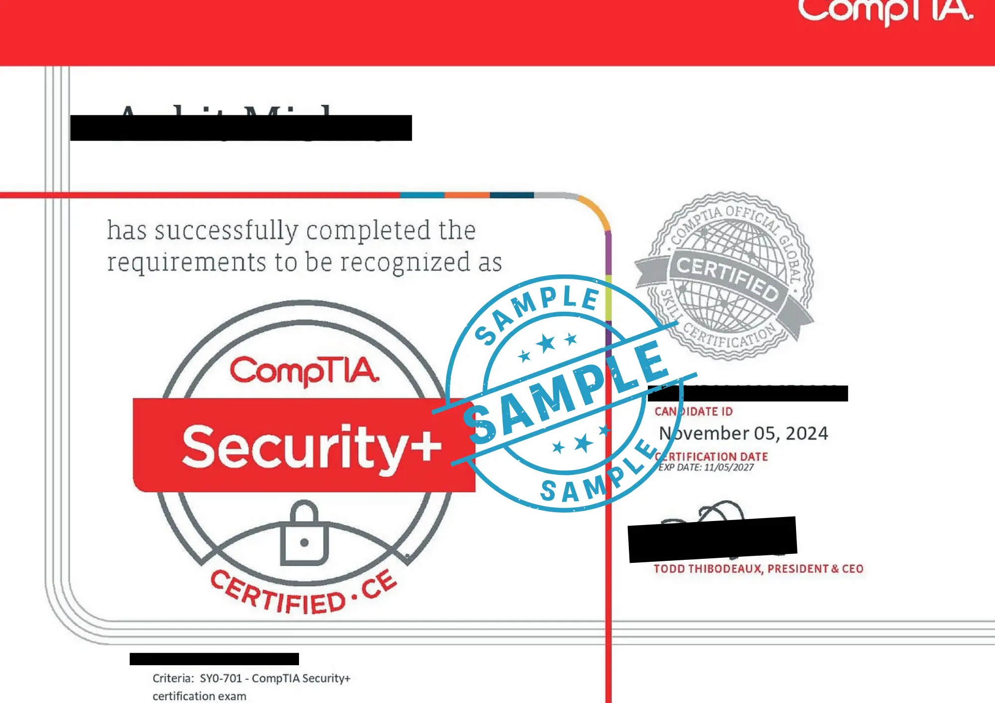 Sample SY0-701: CompTIA Security+ Certificate