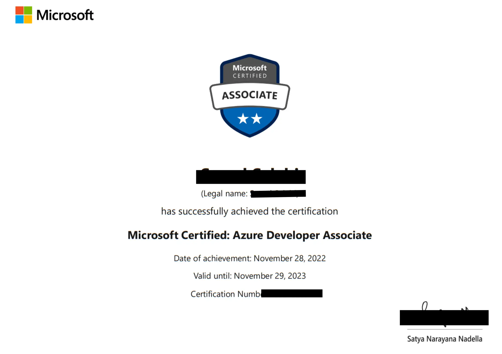 Sample AZ-204: Developing Solutions for Microsoft Azure Certificate