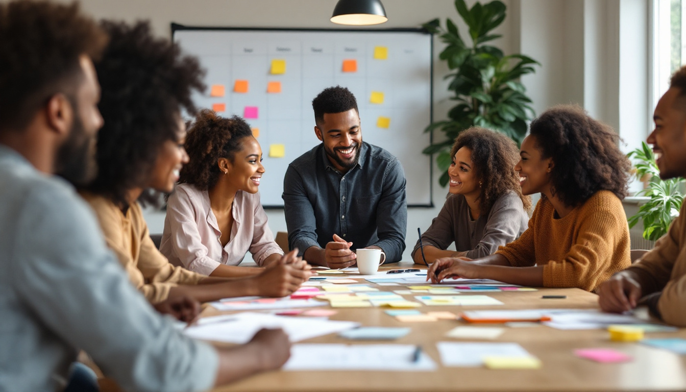 group of corporate team discussing on meeting table